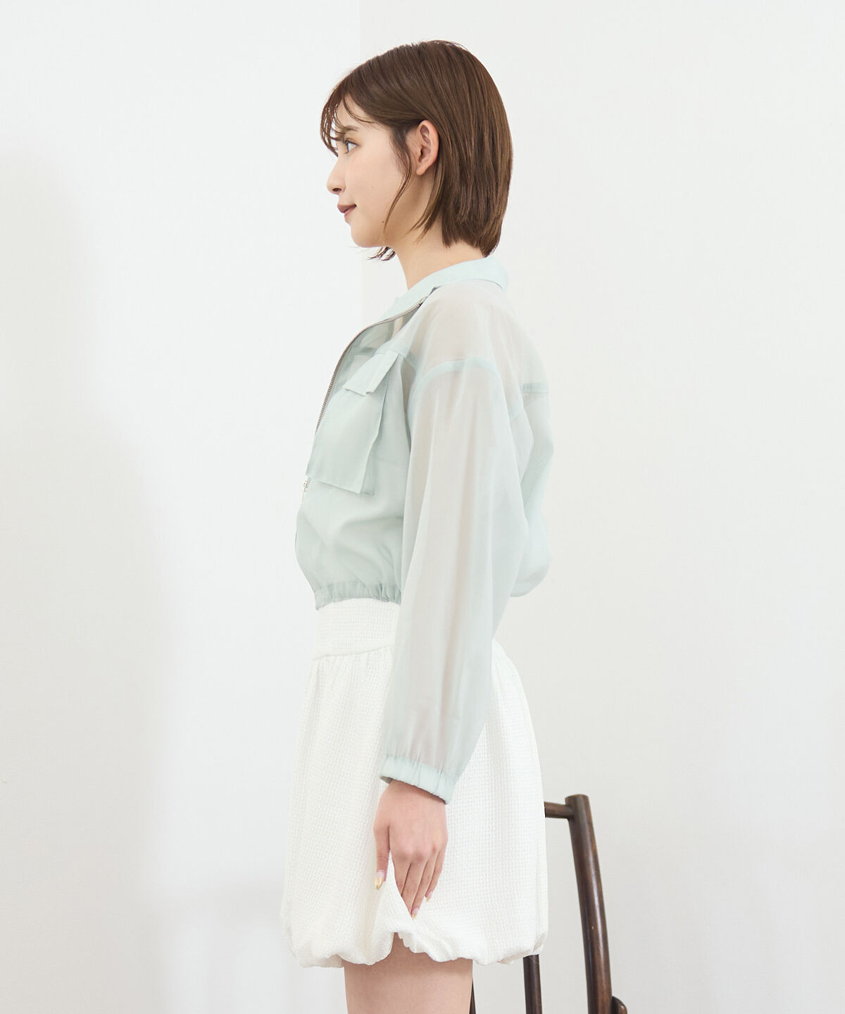 REDYAZEL「フロントポケットシアージャケット」|ノーカラージャケット|