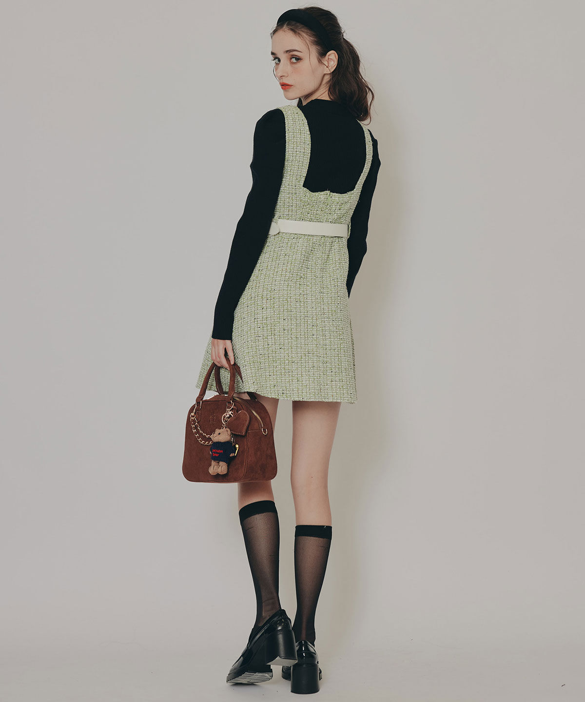 REDYAZEL「ゴールドボタンツイードジャンパースカート」|ジャンパースカート|