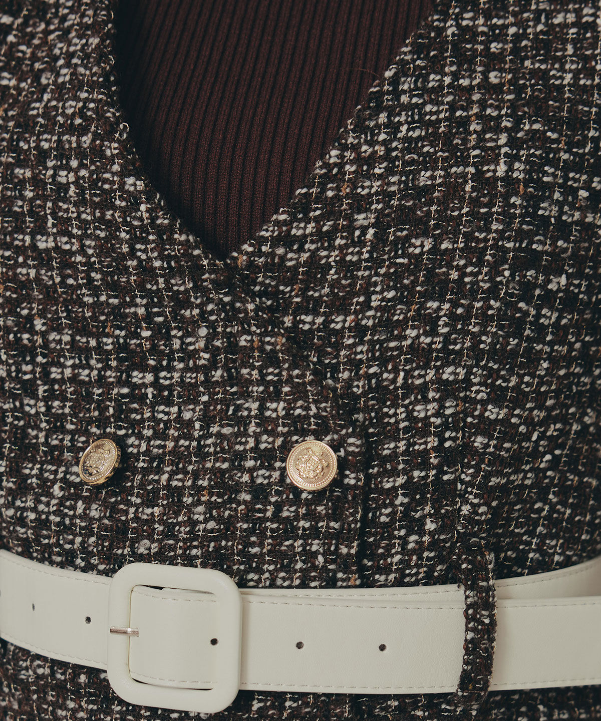 REDYAZEL「ゴールドボタンツイードジャンパースカート」|ジャンパースカート|