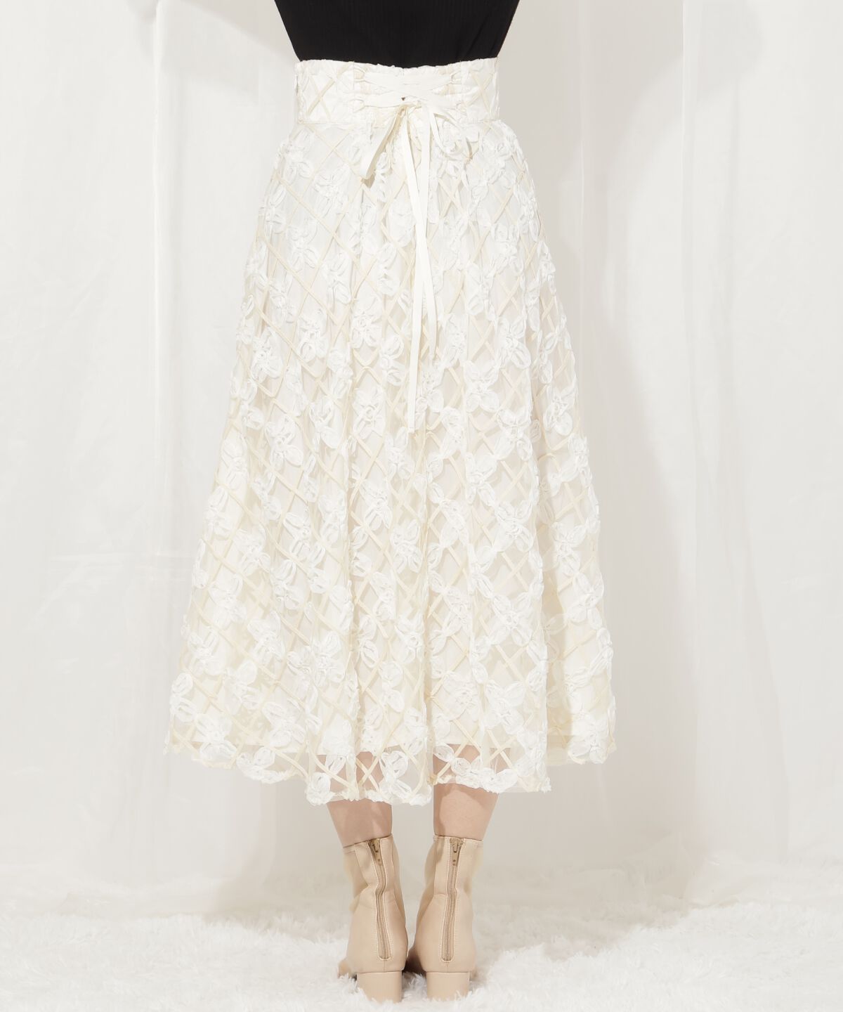 WILLSELECTION「3Dフラワーフレアスカート」|フレア|