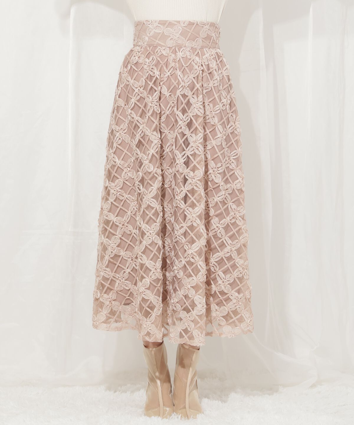 WILLSELECTION「3Dフラワーフレアスカート」|フレア|