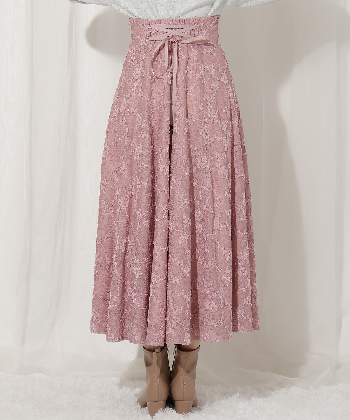 WILLSELECTION「起毛フラワーレーススカート」|フレア|