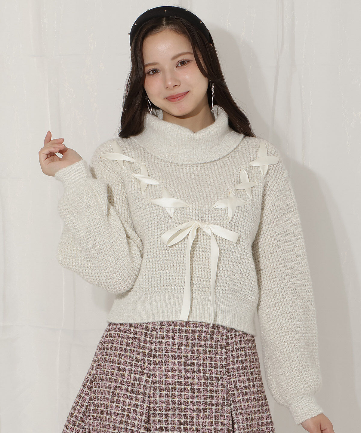 WILLSELECTION「レースアップタートルニット」|ニット・セーター|