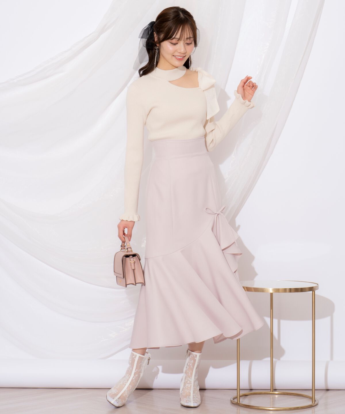 WILLSELECTION「リボンラッフルマーメイドスカート」|フレア|