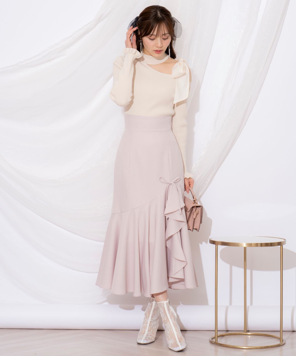 WILLSELECTION「リボンラッフルマーメイドスカート」|フレア|