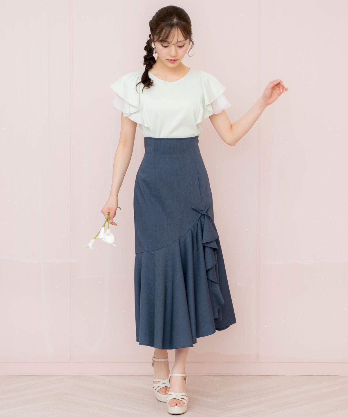 WILLSELECTION「リボンラッフルマーメイドスカート」|フレア|