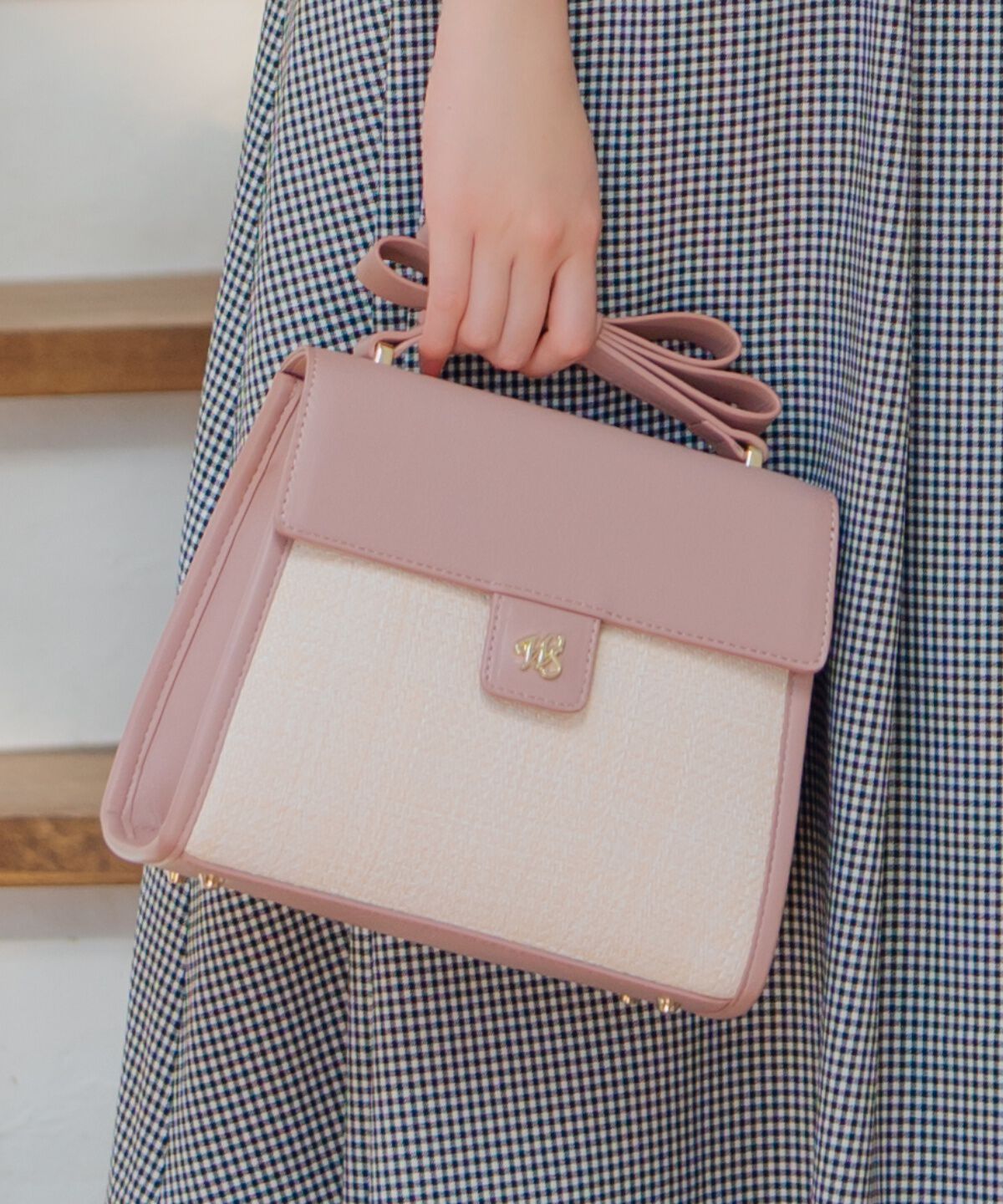 WILLSELECTION「リボンハンドル雑材コンビバッグ」|ショルダー・メッセンジャー|