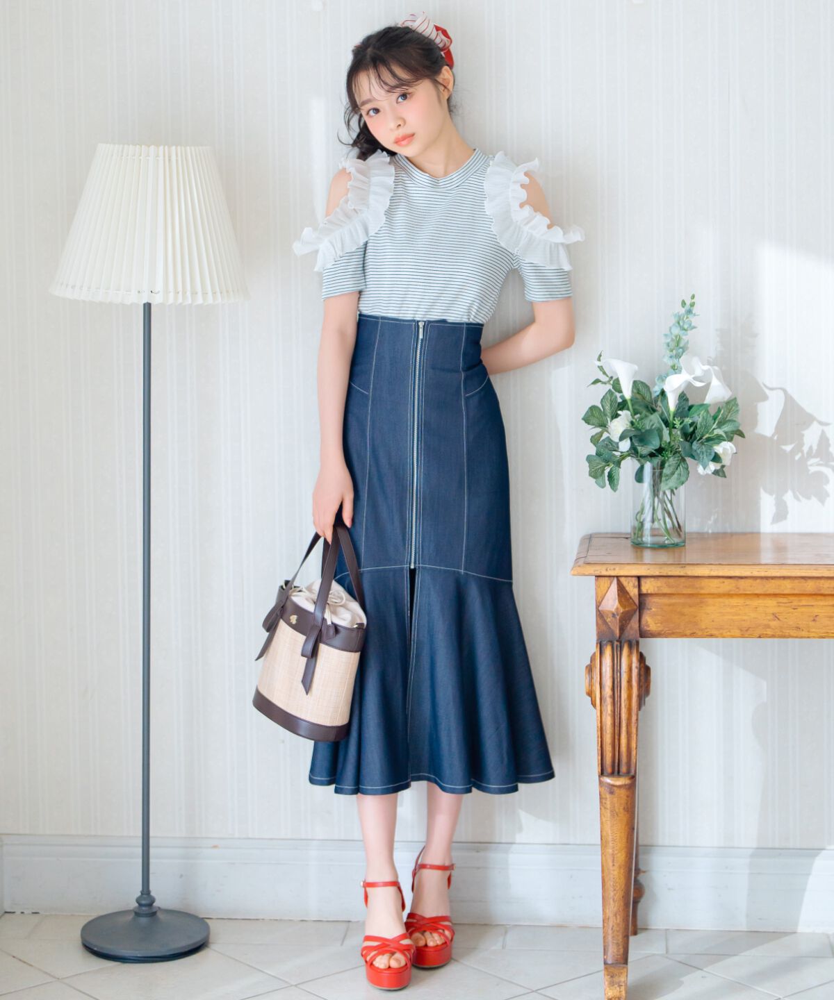 WILLSELECTION「タックリボン雑材コンビバケツバッグ」|ショルダー・メッセンジャー|