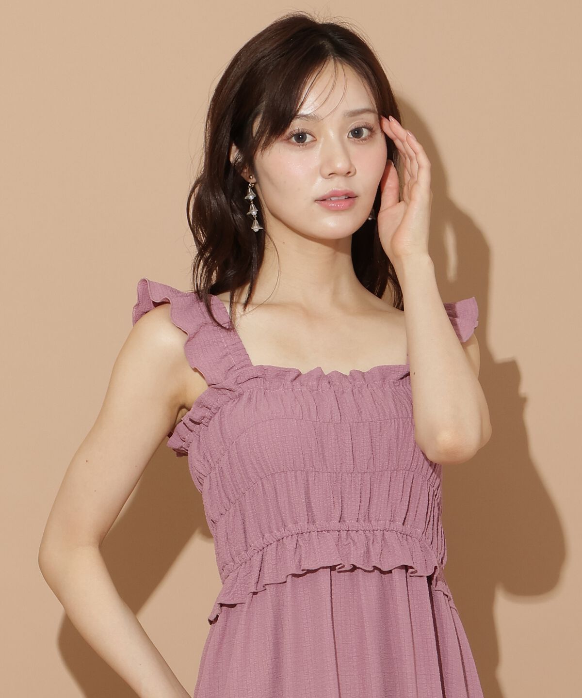 WILLSELECTION「肩フリルシャーリングワンピース」|ワンピース|