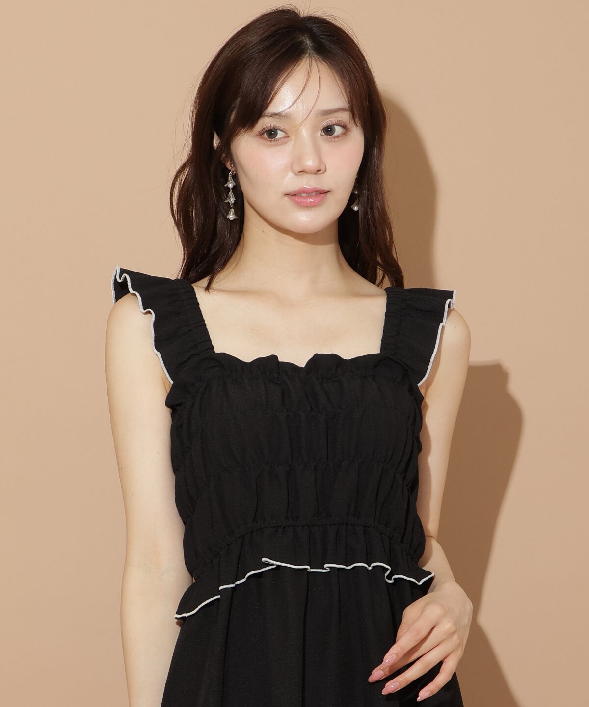 WILLSELECTION「肩フリルシャーリングワンピース」|ワンピース|