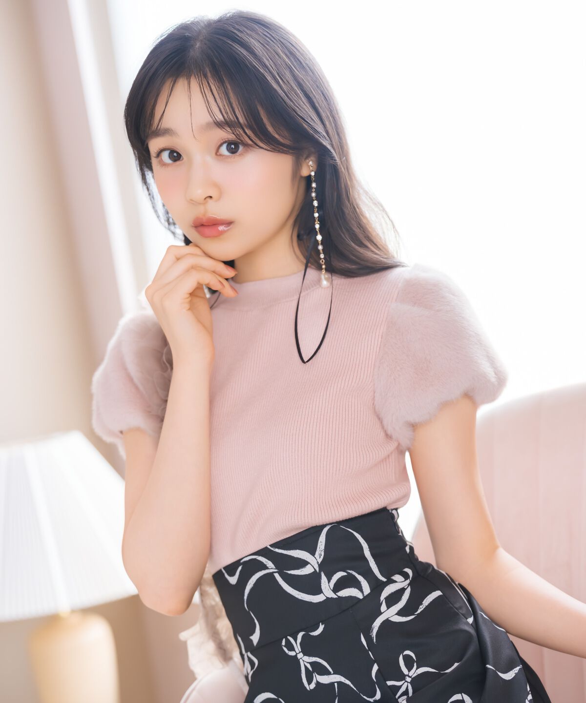 WILLSELECTION「ファースリーブニットプルオーバー」|ニット・セーター|ピンク