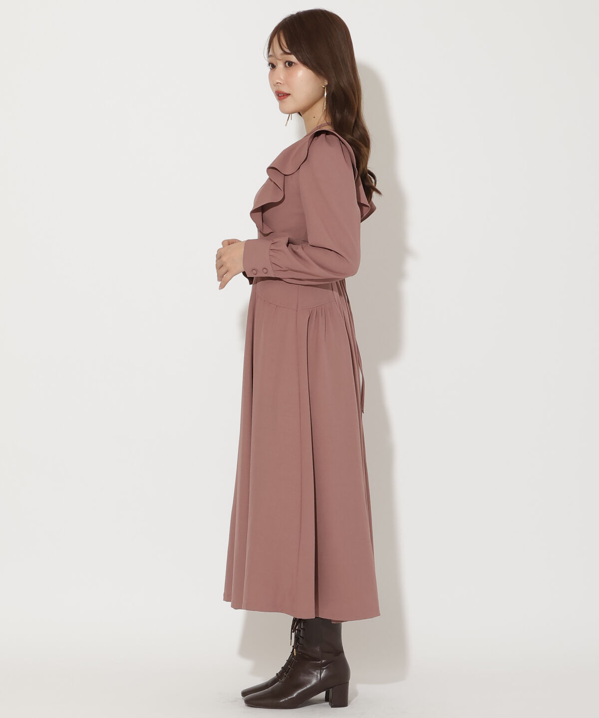 WILLSELECTION「ネックリボンギャザー切り替えワンピース」|ワンピース|