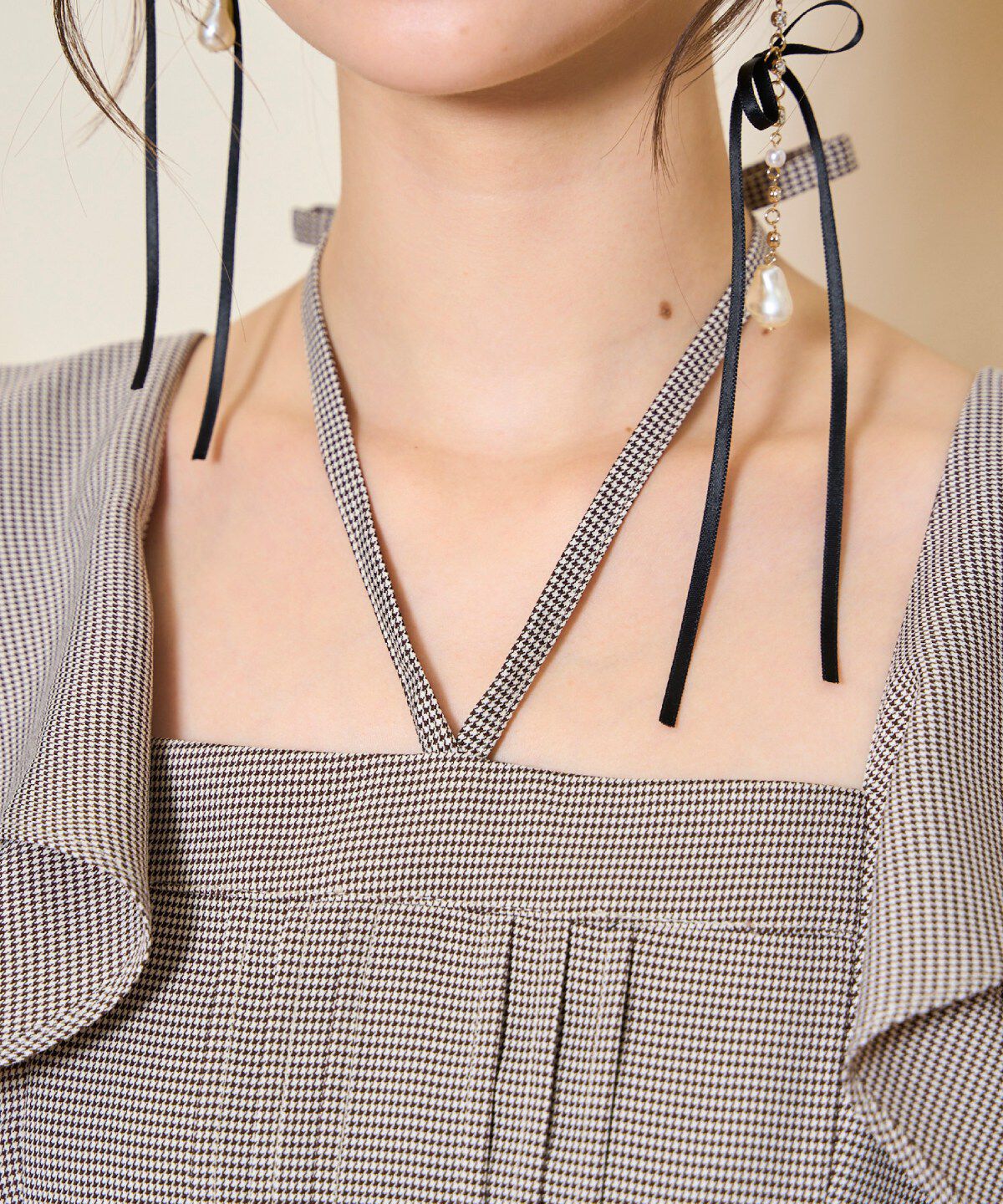 WILLSELECTION「ネックリボンギャザー切り替えワンピース」|ワンピース|