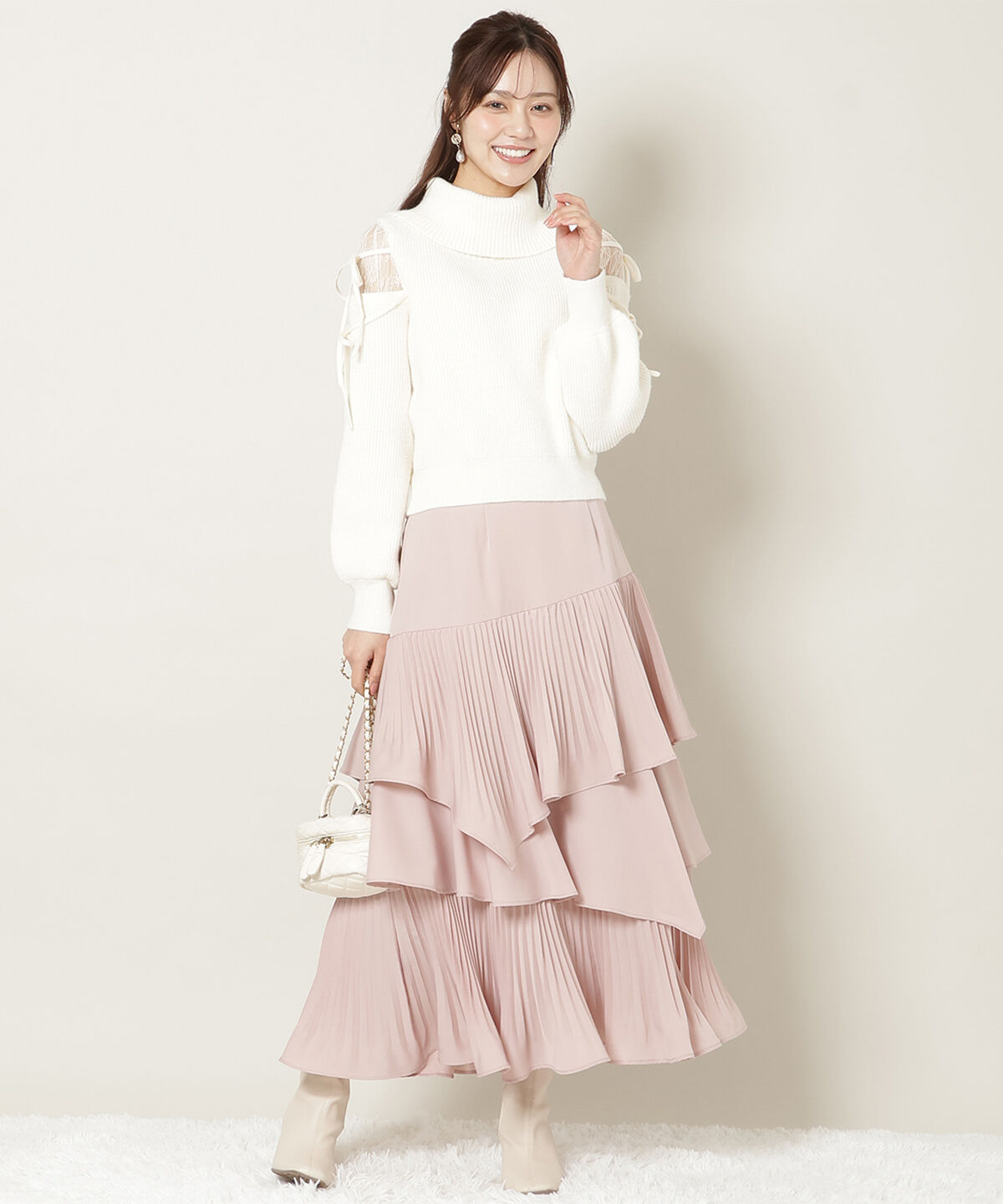 WILLSELECTION「レースショルダーオフタートルニット」|ニット・セーター|