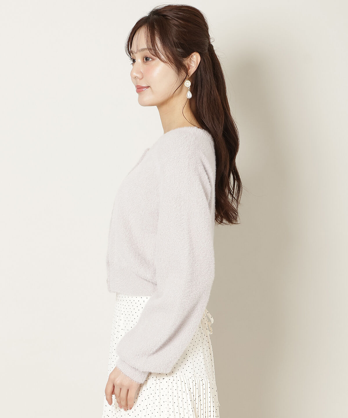 WILLSELECTION「ラウンドネックラメフェザーカーディガン」|カーディガン|