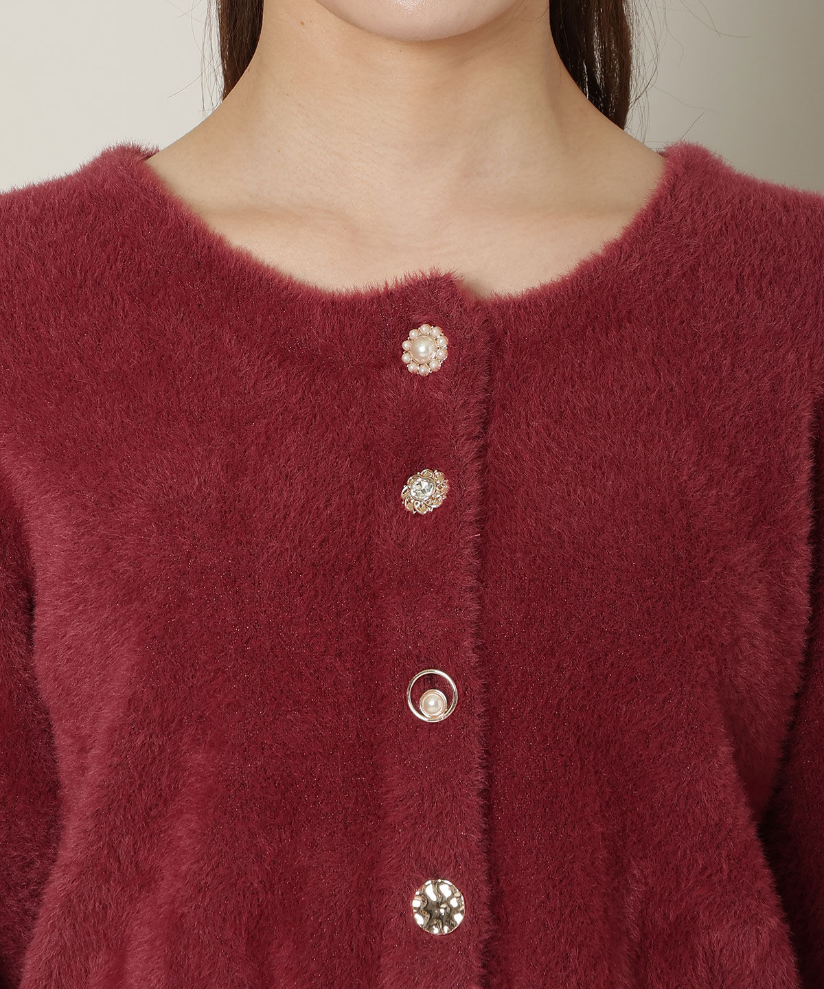 WILLSELECTION「ラウンドネックラメフェザーカーディガン」|カーディガン|