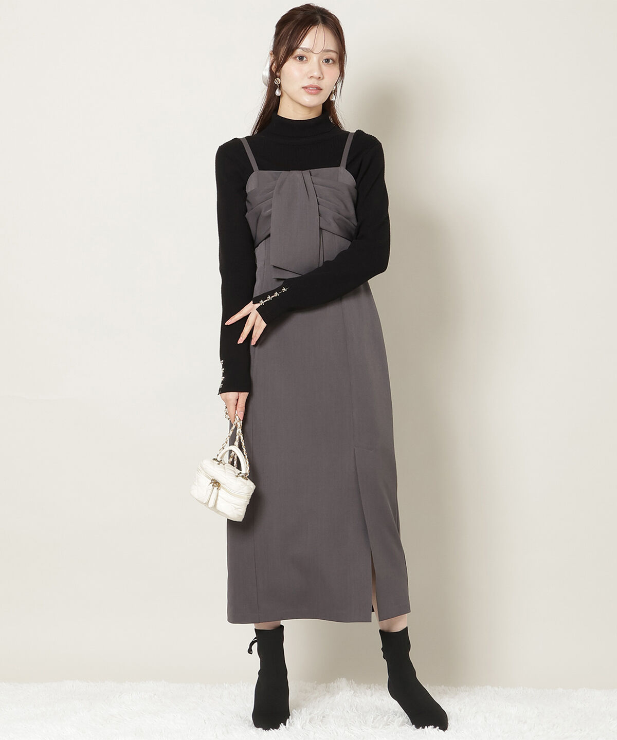 WILLSELECTION「リボンデザインIラインワンピース」|ワンピース|ﾁｬｺｰﾙｸﾞﾚｰ