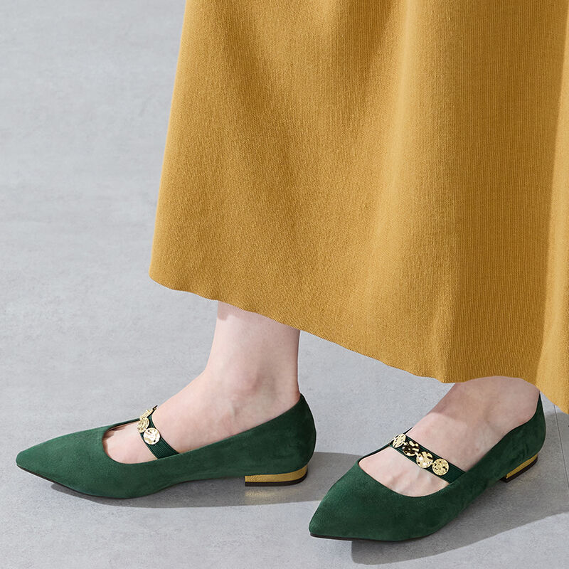 ORiental TRaffic「●2025秋冬新作●コインモチーフ ストラップパンプス /51308 ヒール1.8ｃｍ フラット」|パンプス|