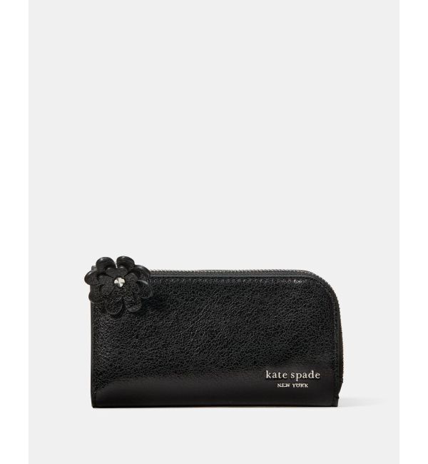kate spade new york「デヴィン グレイズド レザー スモール スリム バイフォールド ウォレット ウィズ ノベル ジップ プル」|財布|BLACK