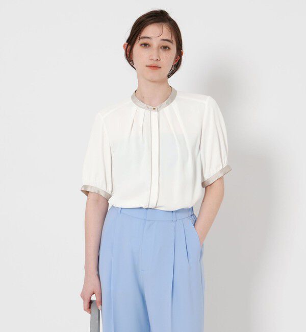 UNITED ARROWS「バイカラーパイピング ショートスリーブ ブラウス」|シャツ・ブラウス|OFF WHITE