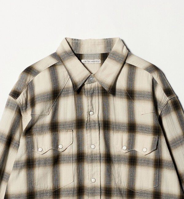 UNITED ARROWS「ハイツイスト オンブレーチェック ウエスタンシャツ 「SLOW &　」」|シャツ・ブラウス|