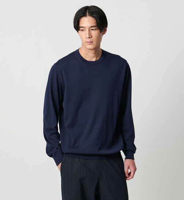 UNITED ARROWS「ハイゲージ クルーネックニット」|ニット・セーター|NAVY