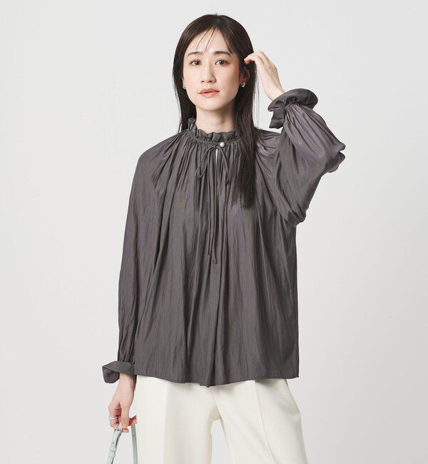 UNITED ARROWS「ボリュームギャザー ブラウス ‐ウォッシャブル‐」|シャツ・ブラウス|DK.GRAY