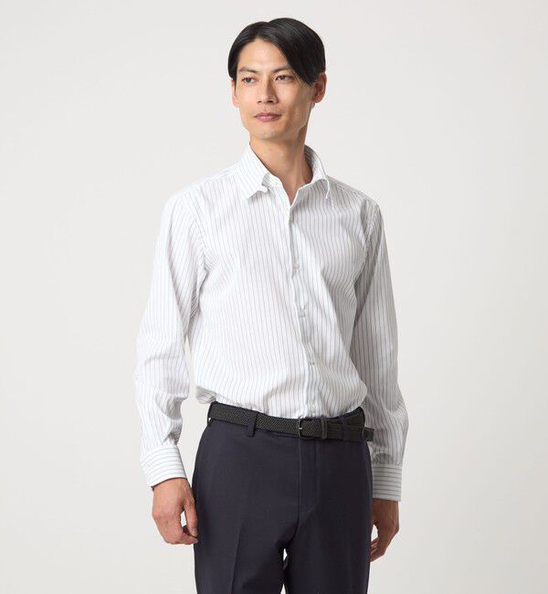 UNITED ARROWS green label relaxing「コットン ピンストライプ タブカラー ドレスシャツ -イージーアイロン-」|シャツ・ブラウス|NAVY