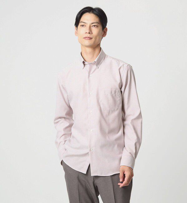 UNITED ARROWS green label relaxing「エブリット コットンオックス ストライプ スナップ ボタンダウン シャツ -イージーアイロン-」|シャツ・ブラウス|WINE