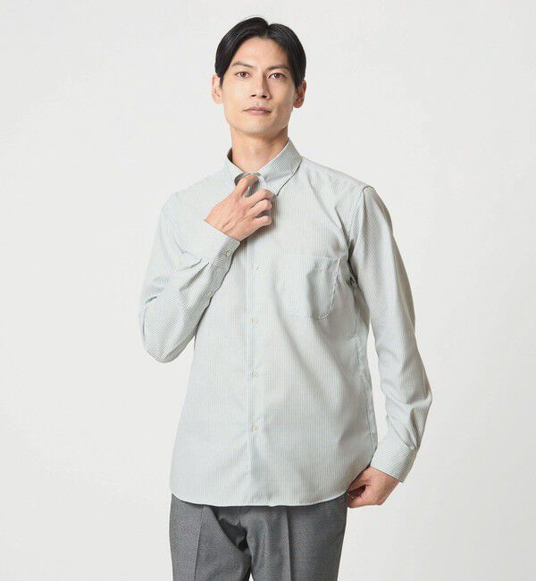 UNITED ARROWS green label relaxing「エブリット コットンオックス ストライプ スナップ ボタンダウン シャツ -イージーアイロン-」|シャツ・ブラウス|LIME