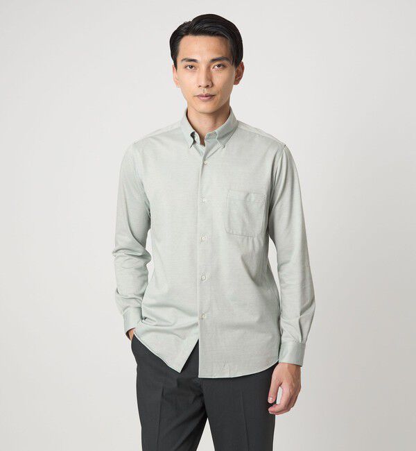 UNITED ARROWS green label relaxing「エブリット TC ジャージー スナップ ボタンダウン シャツ -イージーアイロン・吸水速乾・抗菌-」|シャツ・ブラウス|LIME