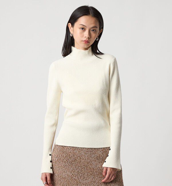 EMMEL REFINES「＜EMMEL REFINES＞EM HW ソデボタン タートルニット」|ニット・セーター|OFF WHITE