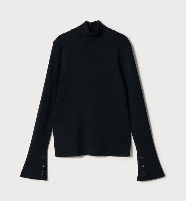 EMMEL REFINES「＜EMMEL REFINES＞EM HW ソデボタン タートルニット」|ニット・セーター|BLACK