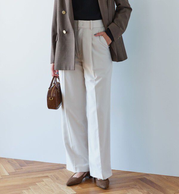 UNITED ARROWS green label relaxing「［size SHORT/TALLあり］キチントボトムス カバー ワイド パンツ オフホワイト」|スラックス|