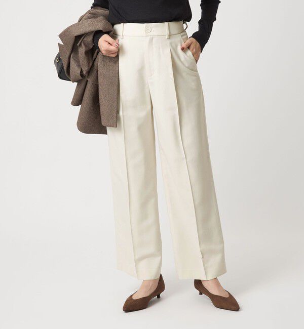 UNITED ARROWS green label relaxing「［size SHORT/TALLあり］キチントボトムス カバー ワイド パンツ オフホワイト」|スラックス|