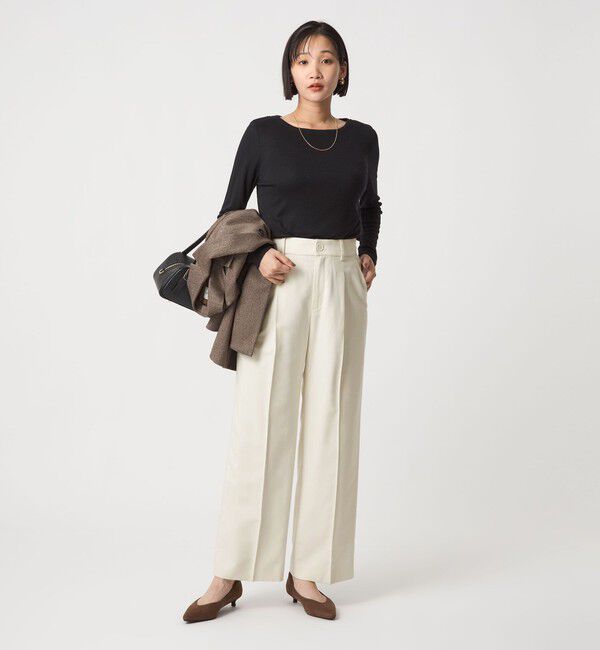 UNITED ARROWS green label relaxing「［size SHORT/TALLあり］キチントボトムス カバー ワイド パンツ オフホワイト」|スラックス|