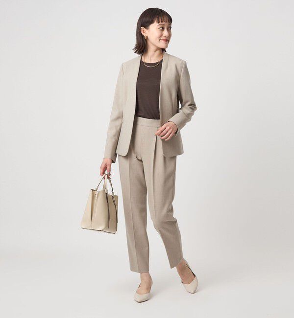 UNITED ARROWS green label relaxing「ダブルクロス ノーラペル ジャケット ウォッシャブル ストレッチ」|ノーカラージャケット|