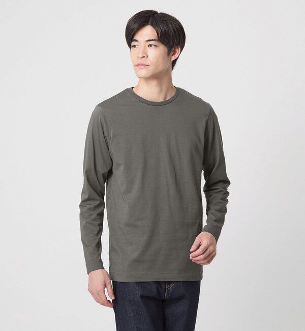 UNITED ARROWS green label relaxing「LONG FIBER COTTON クリア クルーネック 長袖 Tシャツ」|Tシャツ・カットソー|MD.GRAY