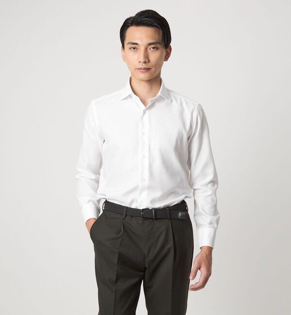 UNITED ARROWS green label relaxing「MADE BY HITOYOSHI フレンチツイル ワイドカラー ドレスシャツ」|シャツ・ブラウス|WHITE