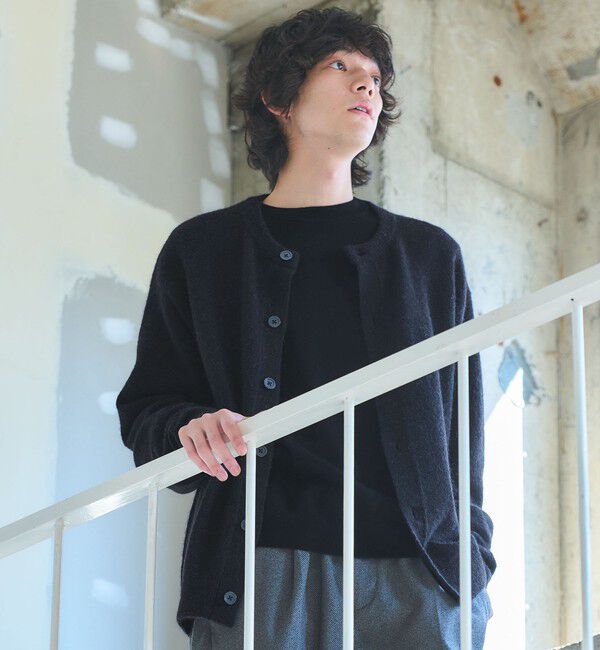 UNITED ARROWS green label relaxing「アルパカ ブレンド クルーネック カーディガン」|カーディガン|DK.GRAY