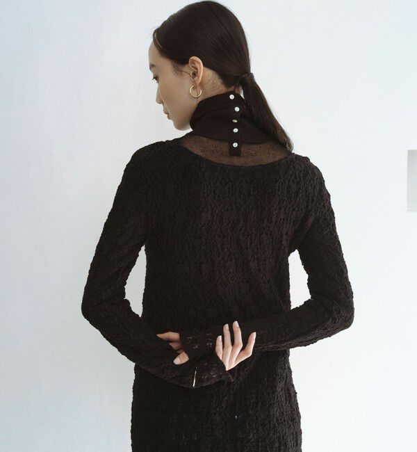 UNITED ARROWS green label relaxing「＜SEASONAL COLLECTION＞ハイゲージ シアー タートル プルオーバー ウォッシャブル」|ニット・セーター|BLACK