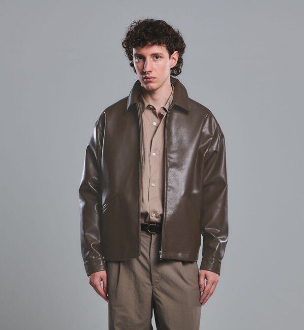 UNITED ARROWS green label relaxing「レザーライク ジップ ブルゾン」|ブルゾン・スタジャン|DK.BROWN