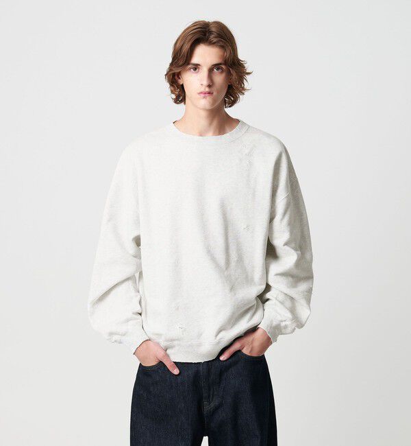 MONKEY TIME「フレンチテリー ディストレスト クルーネック」|Tシャツ・カットソー|LT.GRAY