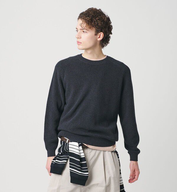 BEAUTY&YOUTH UNITED ARROWS「ブークレ ミックス 12ゲージ アゼ クルーネック ニット ウォッシャブル」|ニット・セーター|