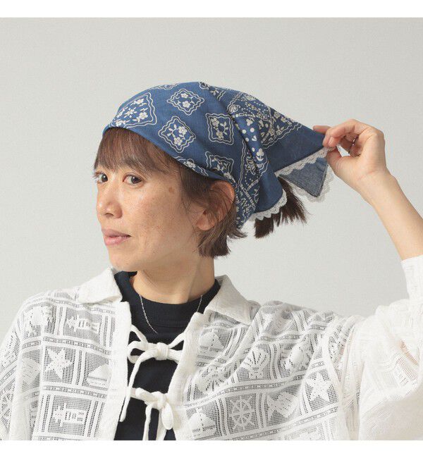 BEAMSBOY「2WAY レース バンダナ」|ハンカチ|NAVY