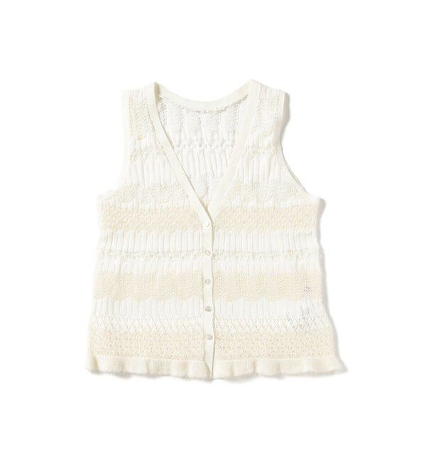 Ray BEAMS 「ボーダー レース編み ベスト」|ニット・セーター|