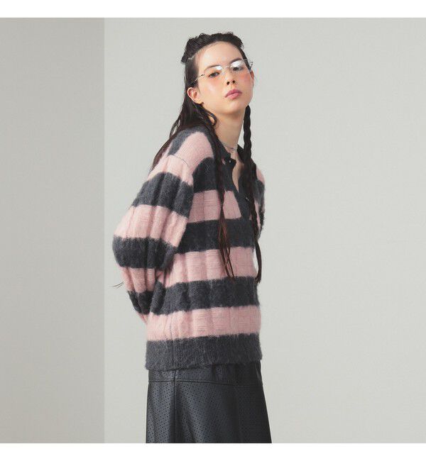 Ray BEAMS 「ワイド ボーダー ポロ ニット」|ニット・セーター|