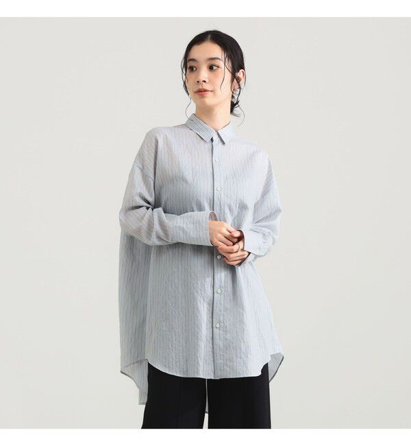 Demi-Luxe BEAMS 「AK+1 / シアー ストライプ シャツ」|シャツ・ブラウス|