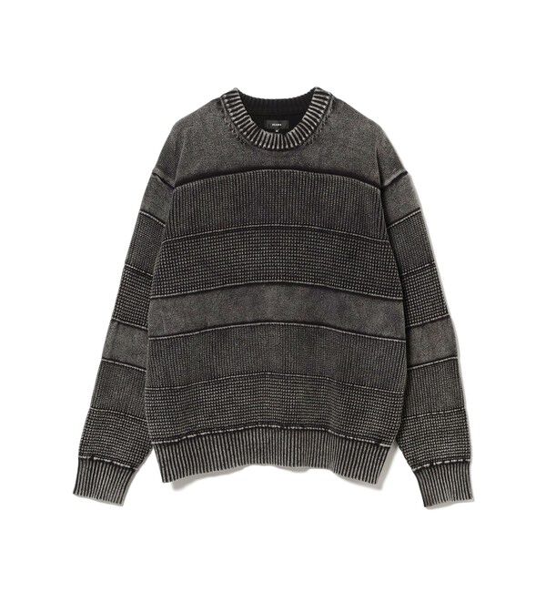 BEAMS「ワイドフィット フェード コットン クルーネック」|ニット・セーター|SOFT_BLACK