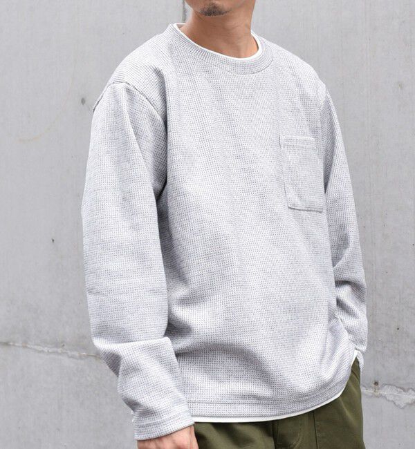 SHIPS any「SHIPS any: パールワッフル フェイクレイヤード Tシャツ (ロンT)◇」|Tシャツ・カットソー|グレー